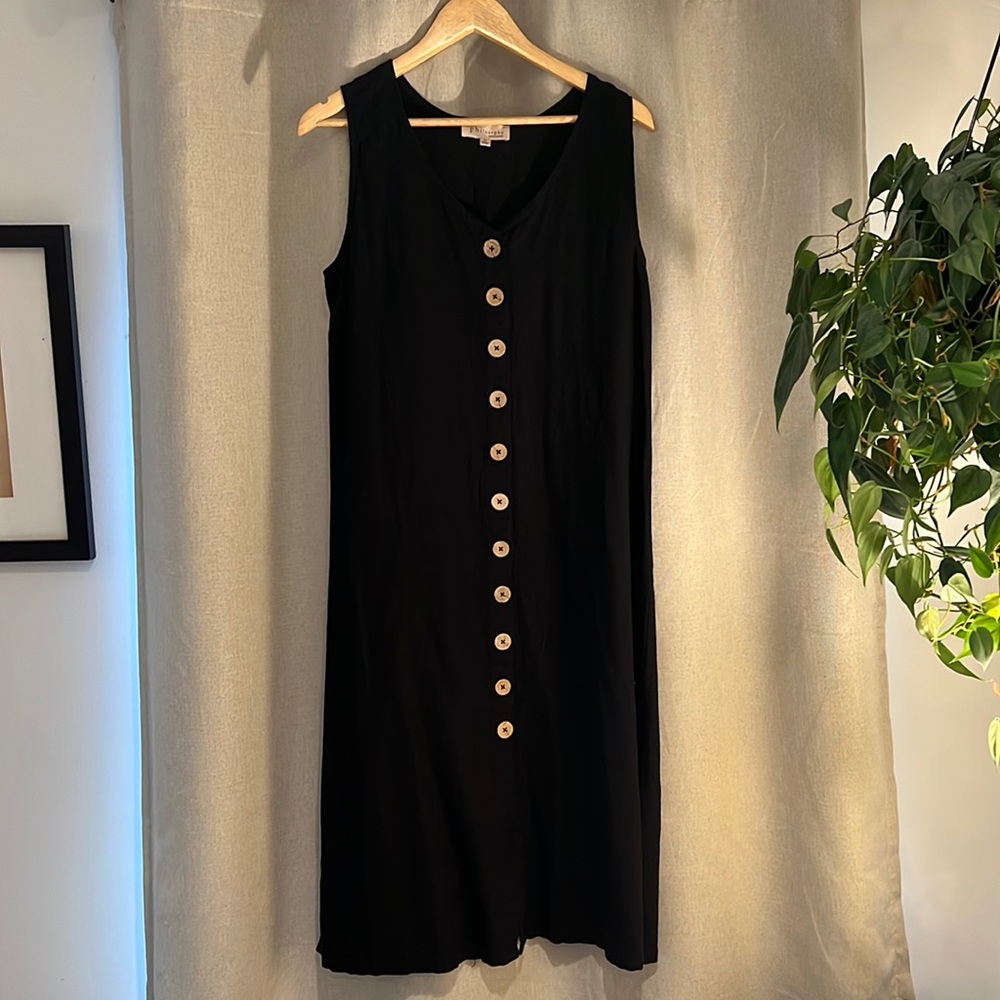 Philosophy black button up dress